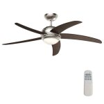 Wiltec ventilateur de plafond silencieux 70 w 5 pales � 136 cm max. 18 m� plafonnier int�gr� brasseur ...