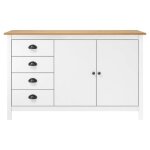 ?winter saletop armoire / cabinet � tiroirs blanc - buffet hill blanc 130x40x80cm - bois de pin solide ...