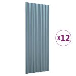 ?winter saletop bardeaux et tuile gris - panneaux de toiture 12 pcs acier galvanis� gris 100x36cm pro13713 ...