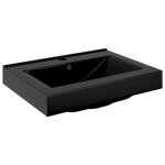 ?winter saletop �vier / lavabo pour cuisine / salle de bain noir - vasque � poser en c�ramique noir per�age ...