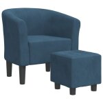?winter saletop fauteuil chaise de relaxation bleu - chaise cabriolet avec repose - pied bleu fonc� velours ...