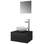?winter saletop meuble de lavabo de salle de bain noir - meuble de salle de bain 4 pcs avec lavabo et ...