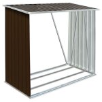 ?winter saletop portant de bois de chauffage marron - abri de stockage de bois acier galvanis� 163x83x154cm ...