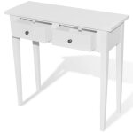 ?winter saletop table � caf� blanche - table de console et coiffeuse avec 2 tiroirs blanche pro30938