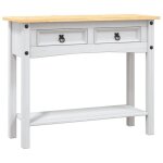 ?winter saletop table � caf� blanche - table console gamme corona pin mexicain blanche 90x345x73cm pro94026 ...