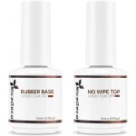No wipe top coat et rubber base 15ml clair vernis semi permanent gel uv led gel polish renforcement et ...