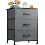 Wlive commode 3 tiroirs table chevet tissu rangement chambre couloir entre placards cadre acier plateau ...