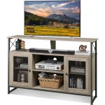 Wlive meuble tv pour tv meuble bas avec espace de rangement ouvert