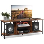 Wlive meuble tv industriel table pour télé jusquà 55 2 Étagères console acier vintage pour salon / chambre ... Wlive meuble tv industriel table pour télé jusquà 55 2 Étagères console acier vintage pour salon / chambre ...