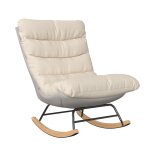 Woedvjn fauteuil  bascule rembourr rocking chair pieds en bois massif mtal chaise loisir style scandinave ...