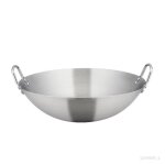 Wok  fond rond en acier  double poigne ustensiles paissie durable chauffe uniformment wok wok pole ...