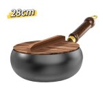 Wok en fonte avec couvercle en bois - wok en fonte non rev�tu - wok domestique en fonte - compatible ...
