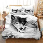 Wolf parure de lit 3d en microfibre motif animal motif loup 3 pi�ces 1 housse de couette 220x240 cm et ...