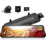 Wolfbox g930 4k 10 camra de rtroviseur camra de tableau de bord avant et arrire pour voiture avec ...