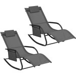 Woltu bain de soleil jardin exterieur lot de 2 chaise longue jardin fauteuil � bascule transat de jardin ...