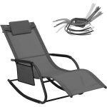 Woltu bain de soleil jardin exterieur chaise longue jardin fauteuil � bascule transat de jardin gris ...