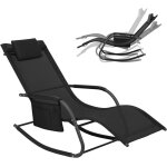Woltu bain de soleil jardin exterieur chaise longue jardin fauteuil � bascule transat de jardin noir ...
