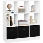 Woltu bibliothque meuble tagre avec 9 casiers meuble cube 3 tiroirs en tissu 80x30x865cm blanc w0att0326 ...