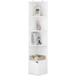 Woltu biblioth�que meuble �tag�re dangle � 5 niveaux 1 placard avec porte en bois ding�nierie blanc w0att0294 ...
