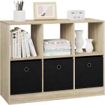 Woltu bibliothque meuble de rangement tagre avec 6 casiers meuble cube 3 tiroirs en tissu 80x30x60cm ...
