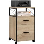 Woltu caisson de bureau  roulettes armoire mobile pour dossiers cadre en mtal 40x40x69cm effet bois ...