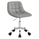 Woltu chaise bureau en velours tabouret coiffeuse pivotante avec dossier rglable en hauteur gris clair ...