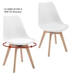 Woltu chaise pivotante lot de 2 - chaise salle � manger scandinave - si�ge rembourr� en pu - pieds en ...