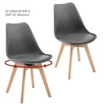 Woltu chaise pivotante lot de 2 - chaise salle � manger scandinave - si�ge rembourr� en pu - pieds en ...