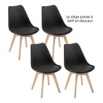 Woltu chaise pivotante lot de 4 - chaise salle � manger scandinave - si�ge rembourr� en pu - pieds en ...