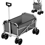 Woltu chariot de jardin pliable brouette pour camping pique - nique plage tissu oxford + mtal gris fonc ...