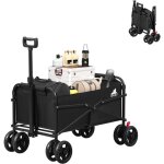 Woltu chariot de jardin pliable brouette pour camping pique - nique plage tissu oxford + m�tal noir w0uett0862 ...