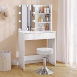 Woltu coiffeuse table de maquillage avec miroir led lumière réglable tabouret réglable en hauteur blanc ... Woltu coiffeuse table de maquillage avec miroir led lumière réglable tabouret réglable en hauteur blanc ...