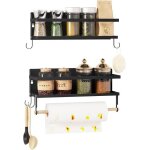 Woltu �tag�re murale cuisine �tag�re � �pices lot de 2 �tag�re murale salle de bain en m�tal noir w0itt5005 ...