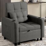Woltu fauteuil convertible en lin rglable  6 positions fauteuil - lit salon gris fonc w0att0627