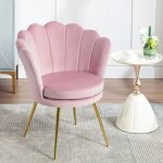 Woltu fauteuil coquillage salon - dossier en forme de pétale - chaise velours pieds en métal - rose Woltu fauteuil coquillage salon - dossier en forme de pétale - chaise velours pieds en métal - rose