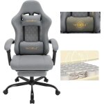 Woltu fauteuil gaming coussin  ressorts soutien lombaire massant chaise tissu maille gris + jaune w0att0608 ...