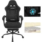 Woltu fauteuil gaming coussin � ressorts soutien lombaire massant chaise tissu technique noir + blanc ...