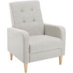 Woltu fauteuil salon scandinave fauteuil cabriolet relax si�ge rembourr� en lin pieds en bois massif ...
