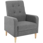 Woltu fauteuil salon scandinave fauteuil cabriolet relax si�ge rembourr� en lin pieds en bois massif ...