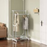 Woltu porte - vtements  double tringle extensible penderie sur roulettes rglable en largeur et en ...