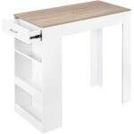 Woltu table de bar table haute cuisine avec tiroir table console en bois dingnierie 100x50x100cm blanc ...