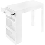 Woltu table de bar table haute cuisine avec tiroir table console en bois dingnierie 100x50x100cm blanc ...