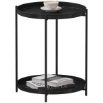 Woltu table basse ronde table dappoint en m�tal table salon avec 2 plateaux amovibles chevet noir w0att0378 ...