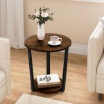 Woltu table basse ronde bout de canapé chevet en bois composé et en métal effet de bois brûlé Woltu table basse ronde bout de canapé chevet en bois composé et en métal effet de bois brûlé