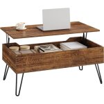 Woltu table basse table de salon avec plateau r�glable en hauteur pieds m�tal 95x50x(40 - 555)cm aspect ...