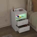 Woltu table de chevet avec lumi�re led table dappoint avec station de charge prises et ports usb table ...