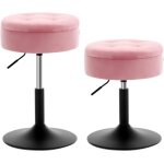 Woltu tabouret coiffeuse avec rangement lot de 2 chaise travail pivotante en velours rglable en hauteur ...
