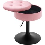 Woltu tabouret coiffeuse avec rangement chaise travail pivotante en velours r�glable en hauteur rose ...