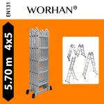 Worhan® 5. 7m Échelle aluminium multifonction polyvalente escabeau Échafaudage multi - usage alu modulable ... Worhan® 5. 7m Échelle aluminium multifonction polyvalente escabeau Échafaudage multi - usage alu modulable ...