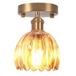 Wottes 1 x plafonnier en ambre verre lustre moderne abat - jour en cr�ativit� fleur lampe plafond luminaire ...